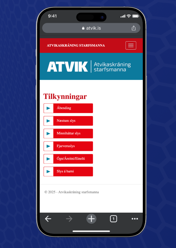 ATVIK – Öflugt atvikaskráningarkerfi fyrir atvinnulífið